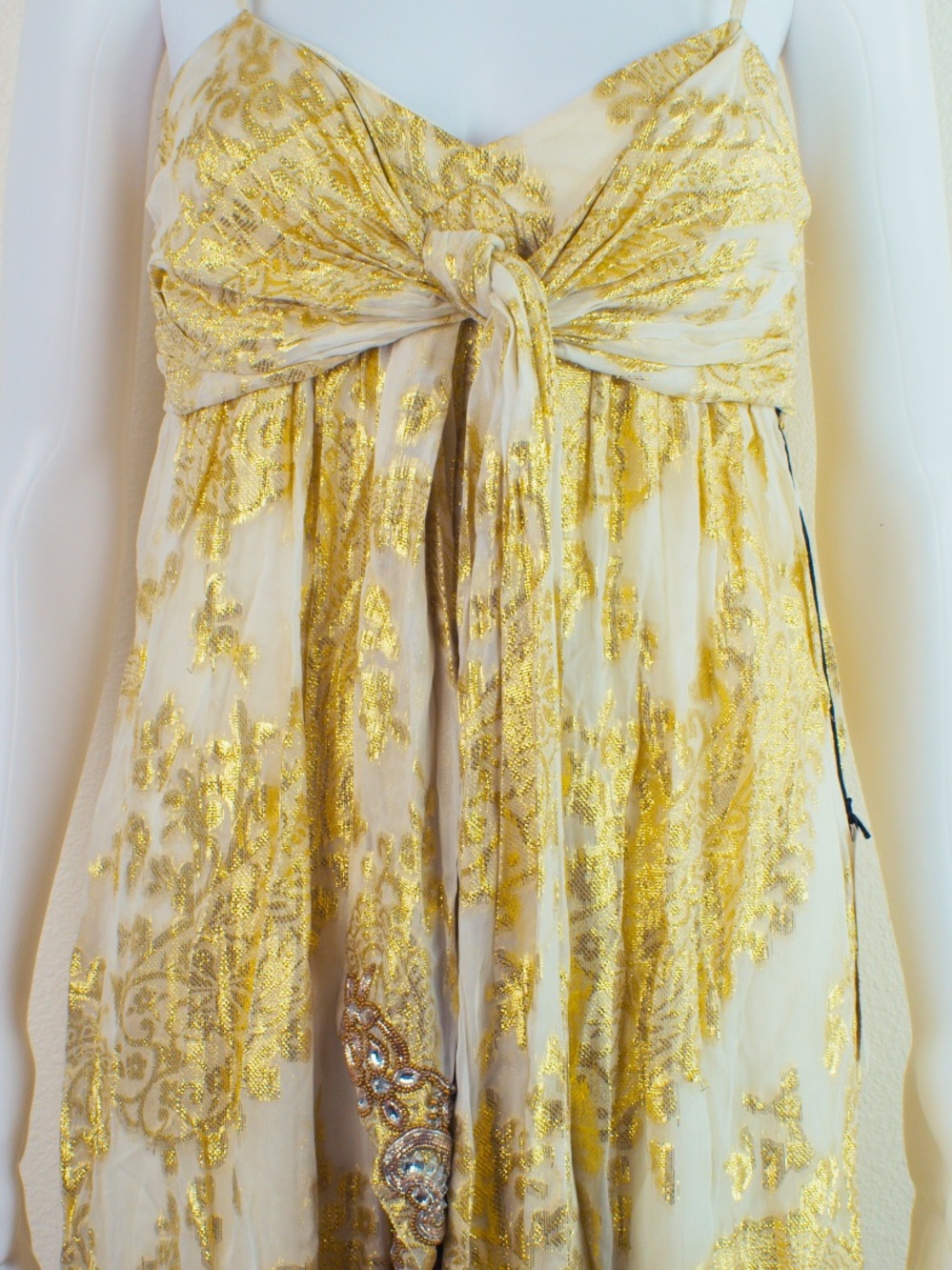Gold Hawk RARE Vintage Y2K Metallic Babydoll Dress - Picture 5 of 14